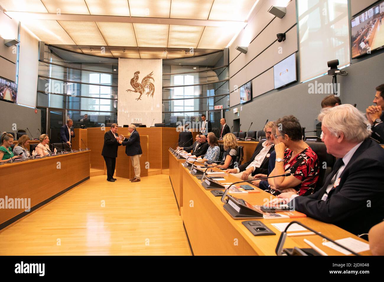 Illustration prise lors d'une cérémonie en l'honneur des talents de wallons choisis par le Parlement de Wallonie à Namur, le jeudi 23 juin 2022. BELGA PHOTO ANTHONY MALAGOLI Banque D'Images