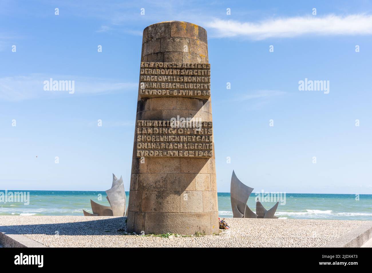 Saint-Laurent-sur-Mer, France - 29 mai 2022 - Omaha Beach Memorial sur la plage connue du jour J. Banque D'Images