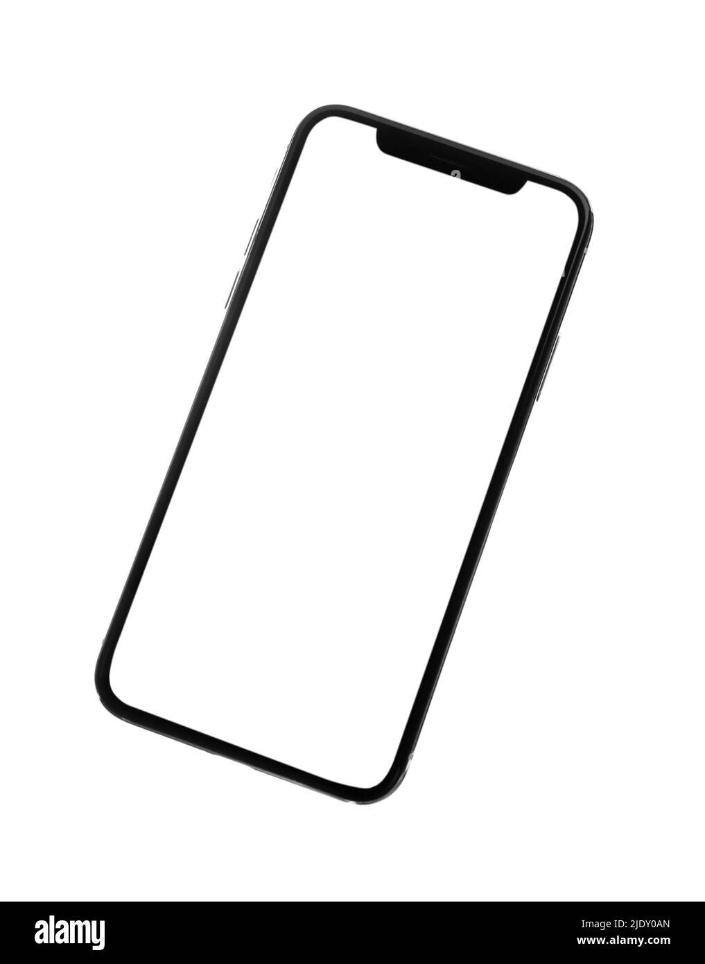 Smartphone moderne sur fond blanc Banque D'Images