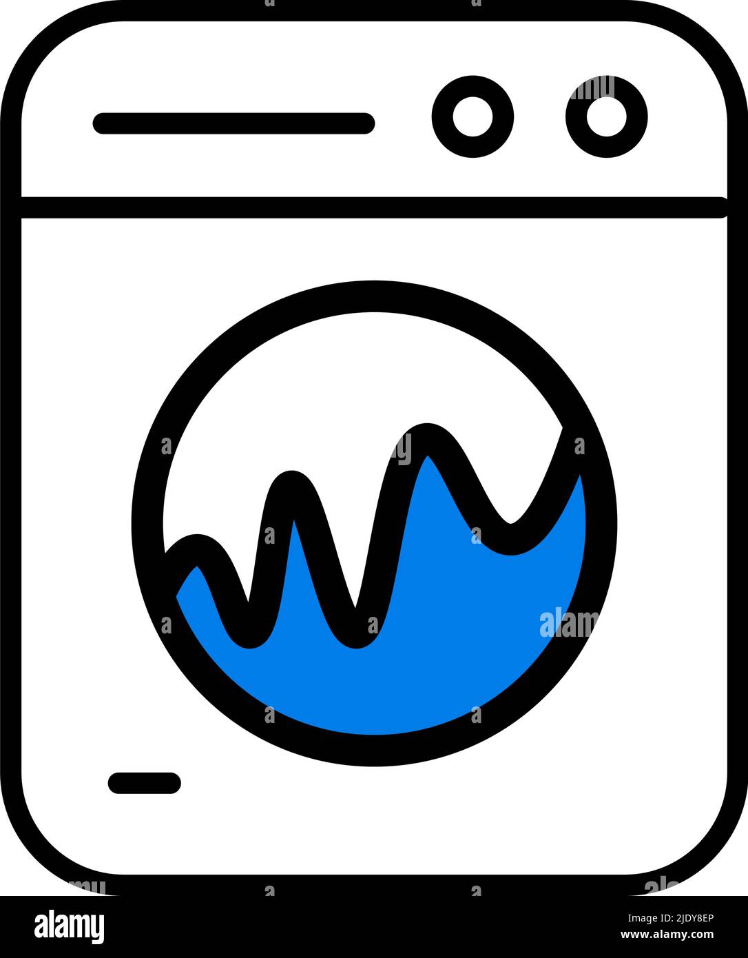 Icône d'un lave-linge avec agitation de l'eau à l'intérieur du réservoir de lavage tournant. Vecteur modifiable. Illustration de Vecteur