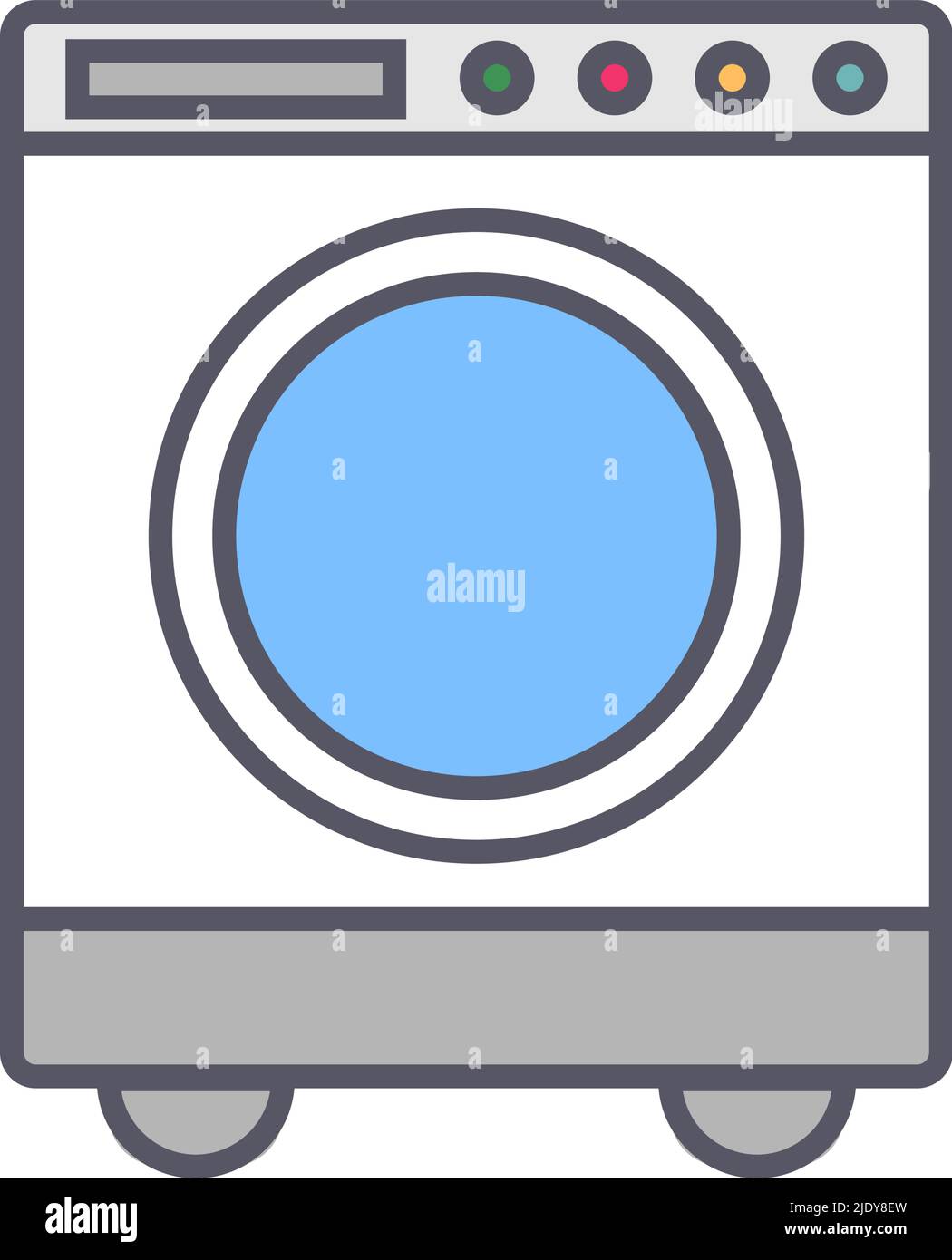 Lave-linge moderne avec chargeur frontal. Lave-linge et blanchisserie. Vecteur modifiable. Illustration de Vecteur