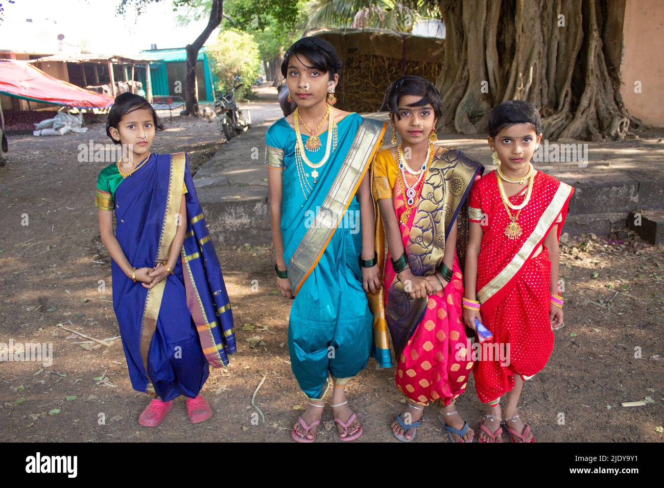 Jeunes filles du village indien Banque D'Images