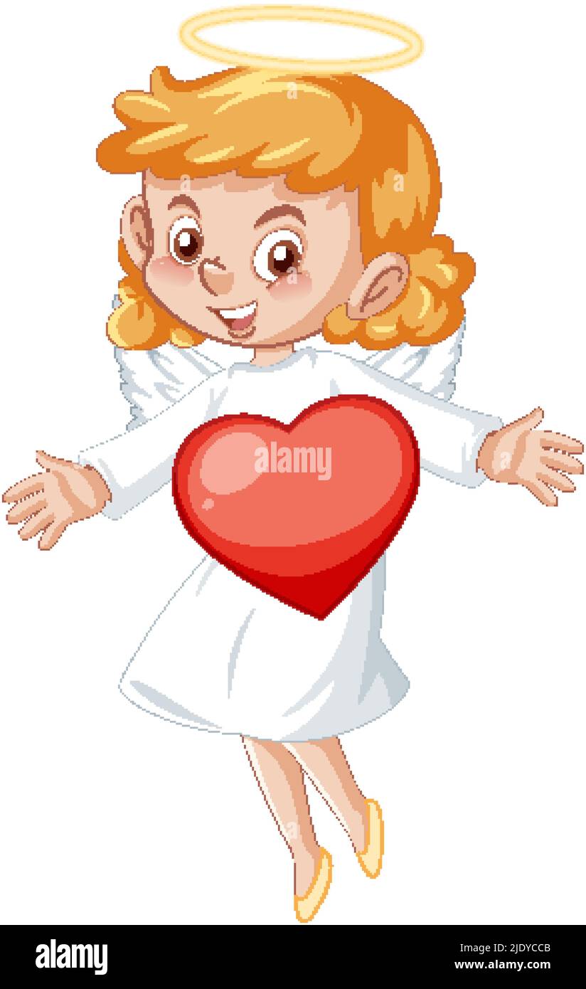 Joli personnage de dessin animé ange en robe blanche sur fond blanc illustration Illustration de Vecteur