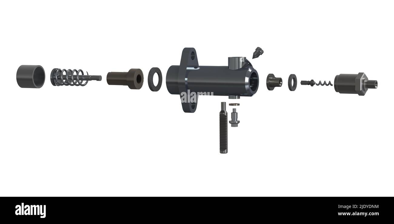 Pompe à carburant automobile isolée sur fond blanc 3D illustration vue éclatée Banque D'Images