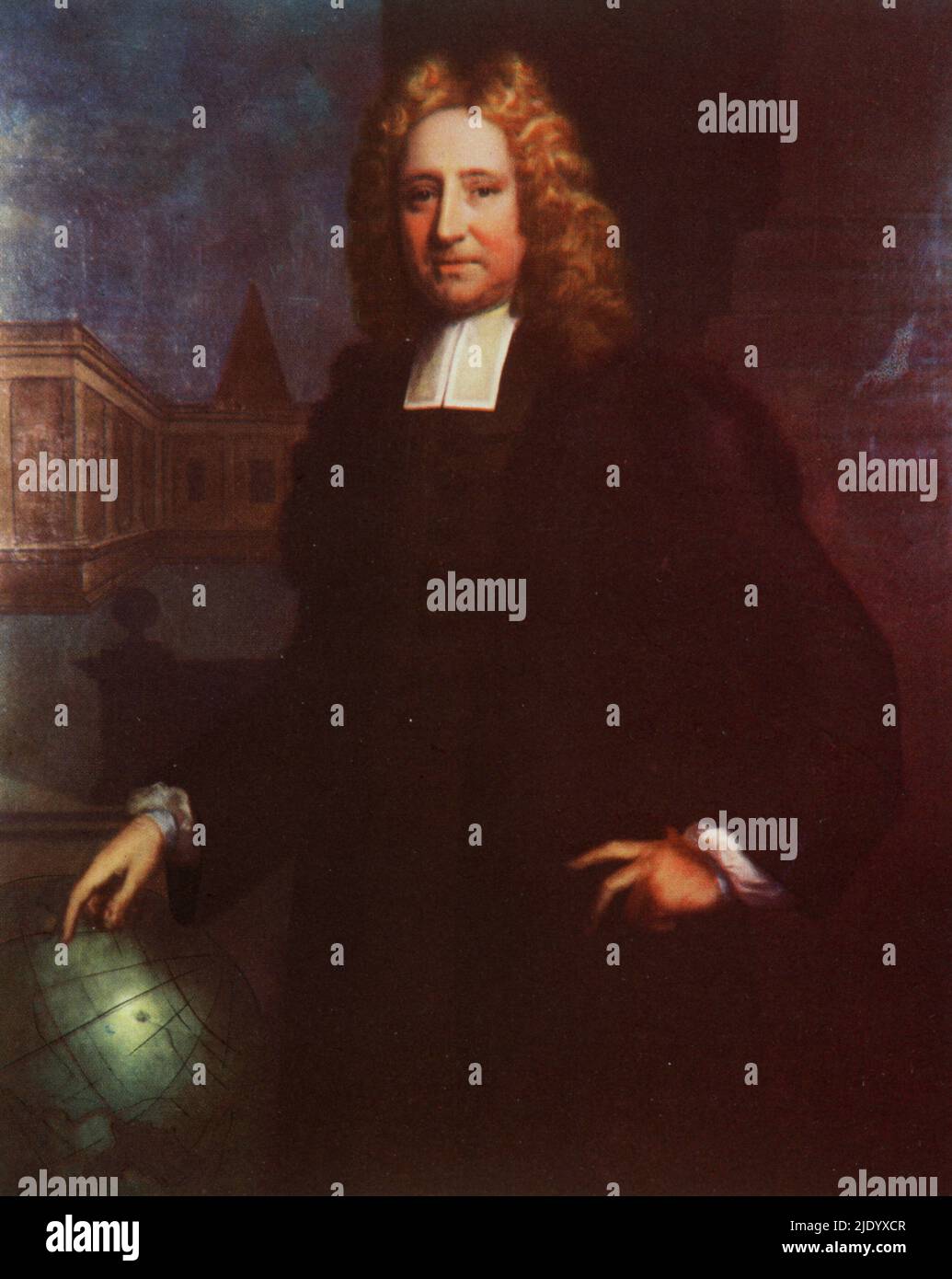 Edmond Halley (1656-1742), 1712. Par Thomas Murray (1663-1735). Astronome anglais, géophysicien, mathématicien, météorologue et physicien. Il fut le deuxième astronome royal en Grande-Bretagne, succédant à John Flamsteed en 1720. Banque D'Images
