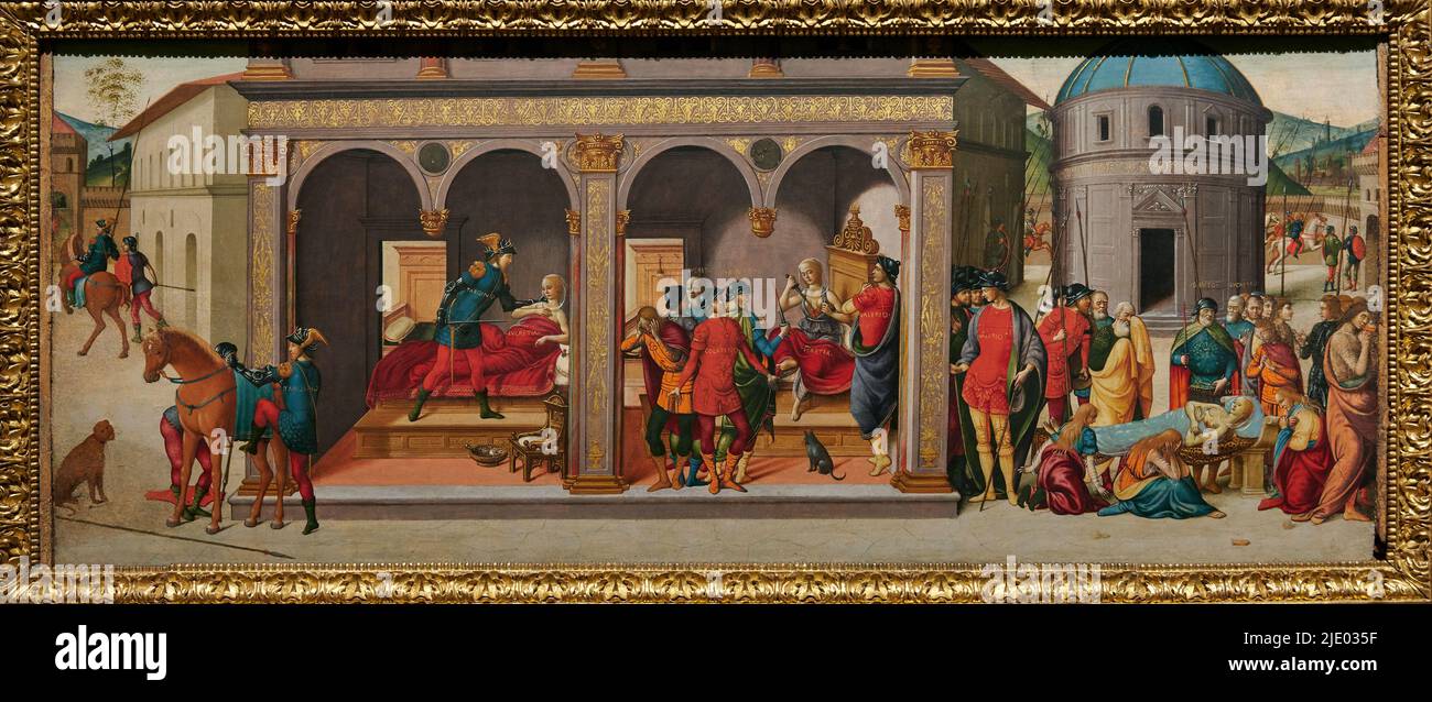 Storie di Lucrezia - tempera su tavola - Biagio di Antonio Tucci - fine del XV secolo - Venezia, Italia, Galleria Giorgio Franchetti alla Cà d’Oro Banque D'Images