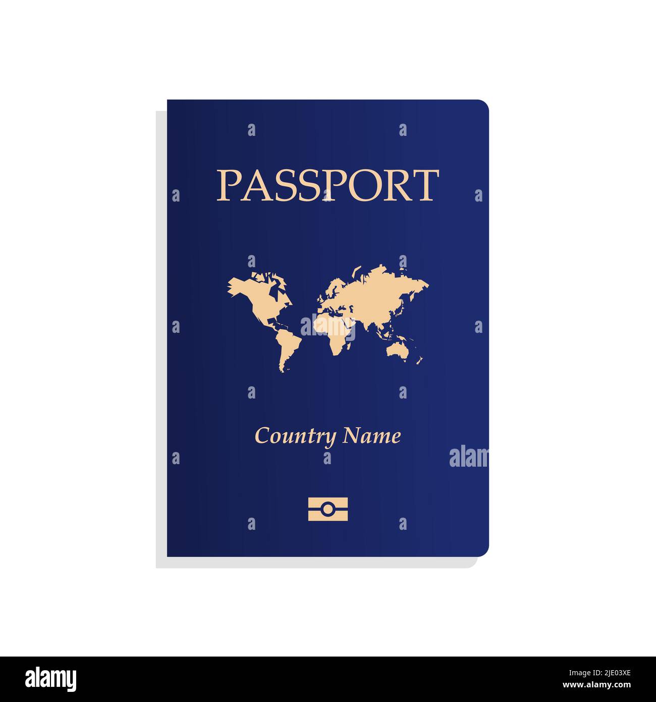 Couverture passeport bleue avec carte du monde. Modèle de passeport vectoriel international