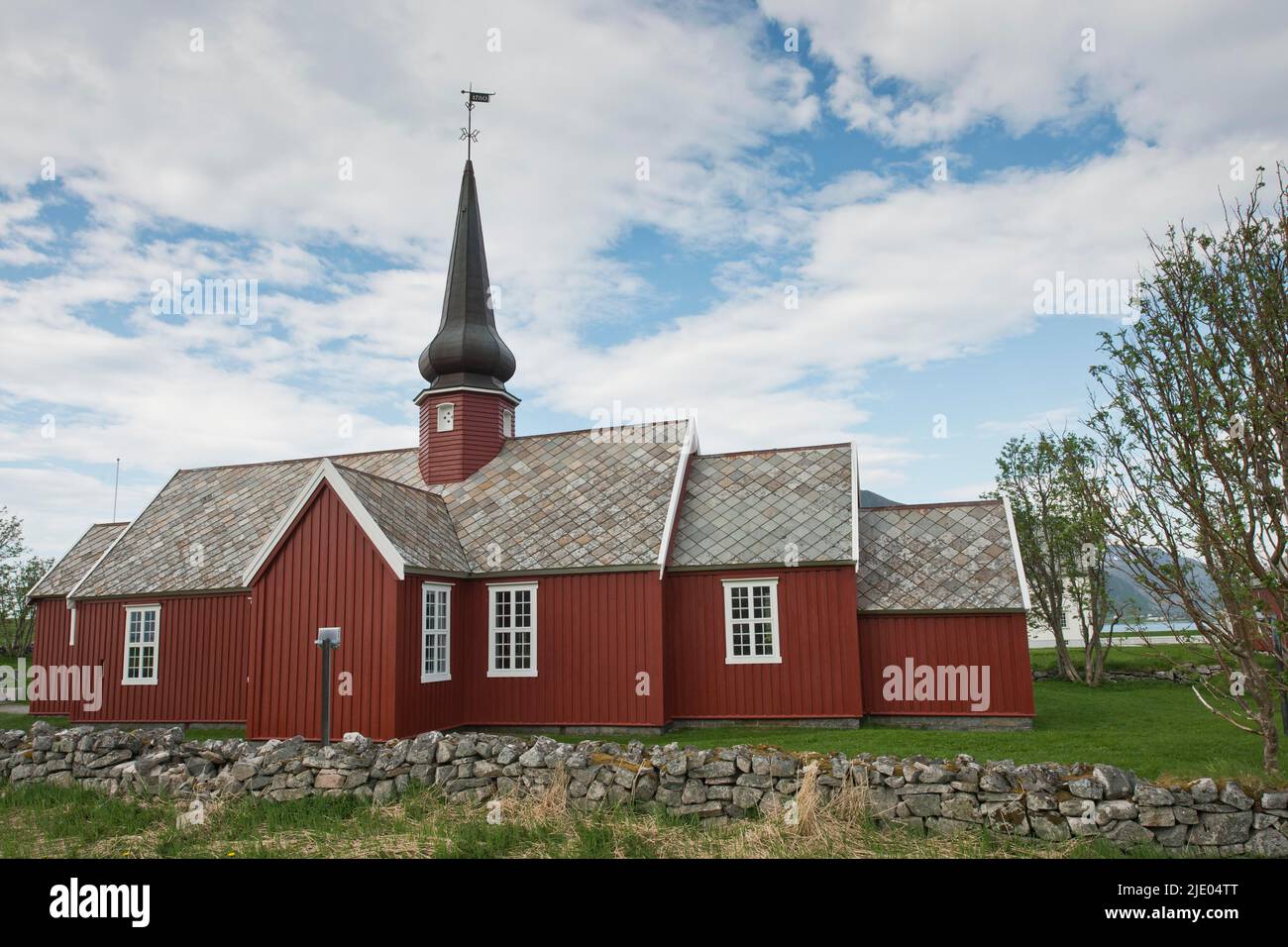Église Flakstad, Lofoten, Norvège Banque D'Images
