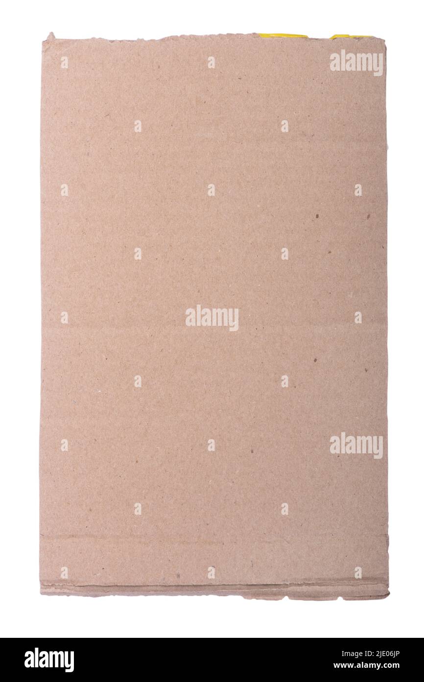 Morceau de carton isolé sur fond blanc Banque D'Images