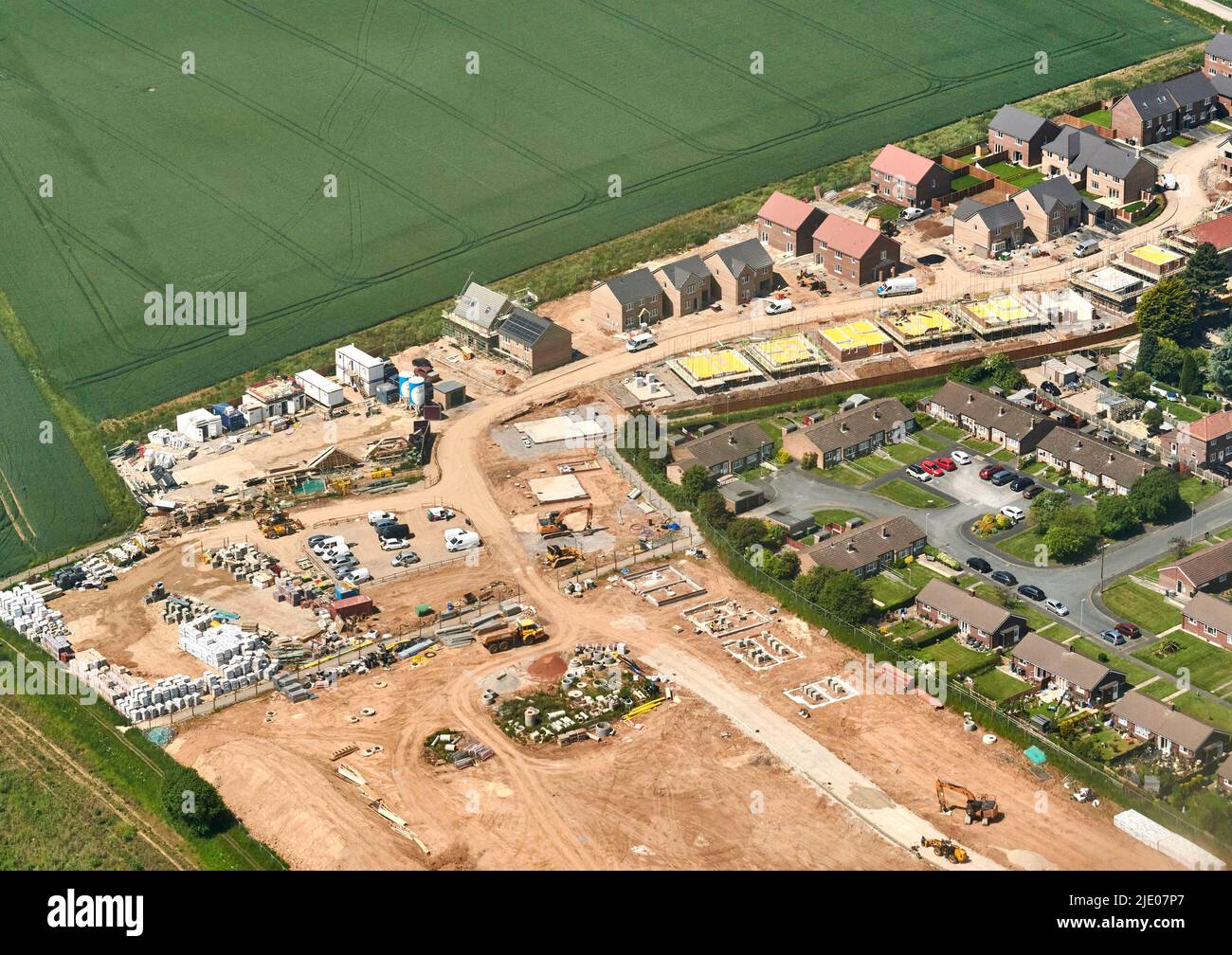 Une vue aérienne de la nouvelle maison à Micklefield, West Yorkshire, nord de l'Angleterre, Royaume-Uni Banque D'Images