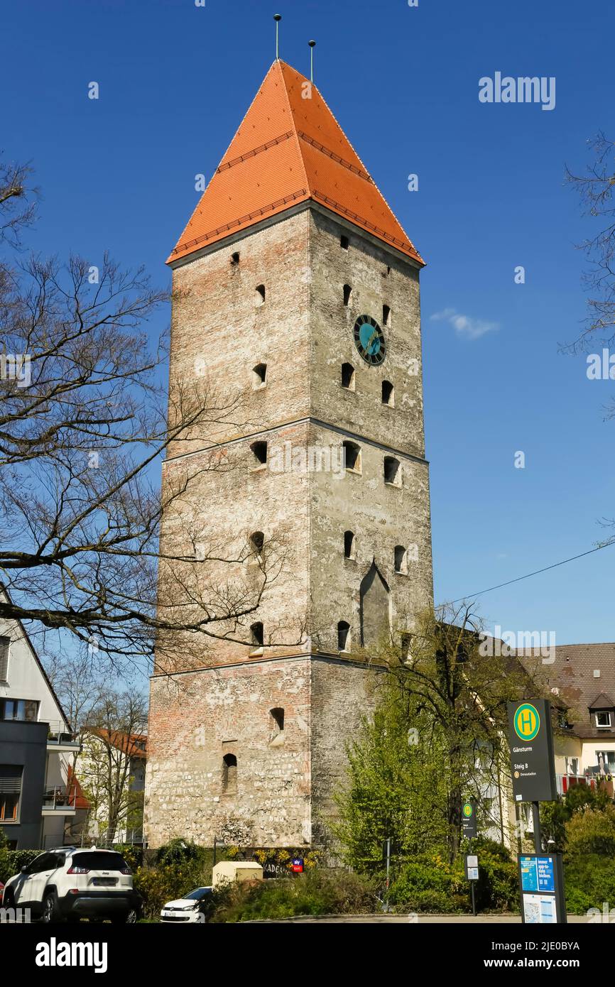 Tour de l'OIE, porte de l'OIE, porte de la ville des fortifications médiévales, horloge, Ulm, Bade-Wurtemberg, Allemagne Banque D'Images