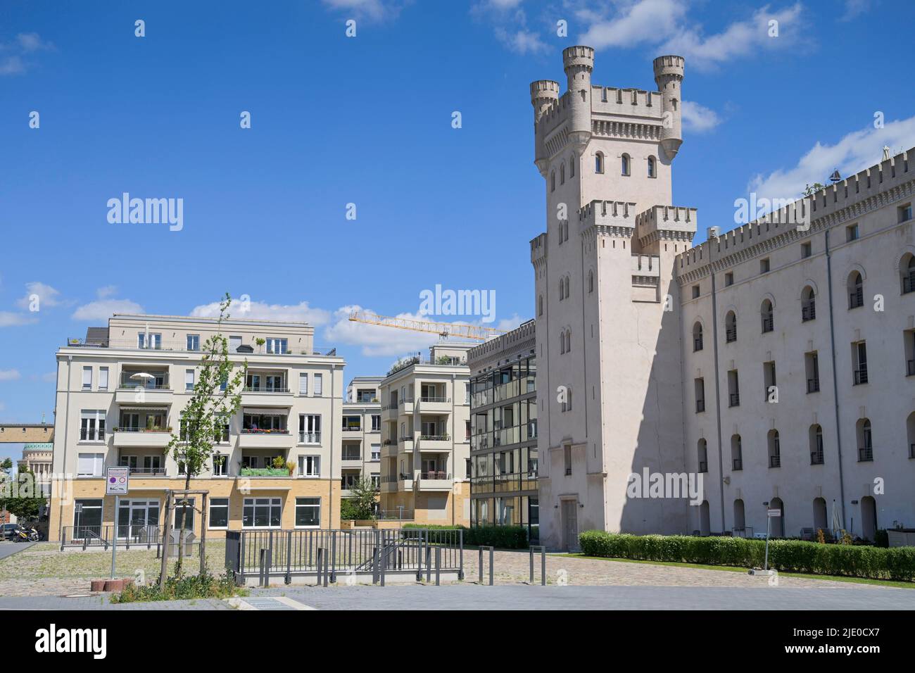 Nouveaux bâtiments, Havelbucht, quartier de Speicherstadt, Potsdam, Brandebourg, Allemagne Banque D'Images