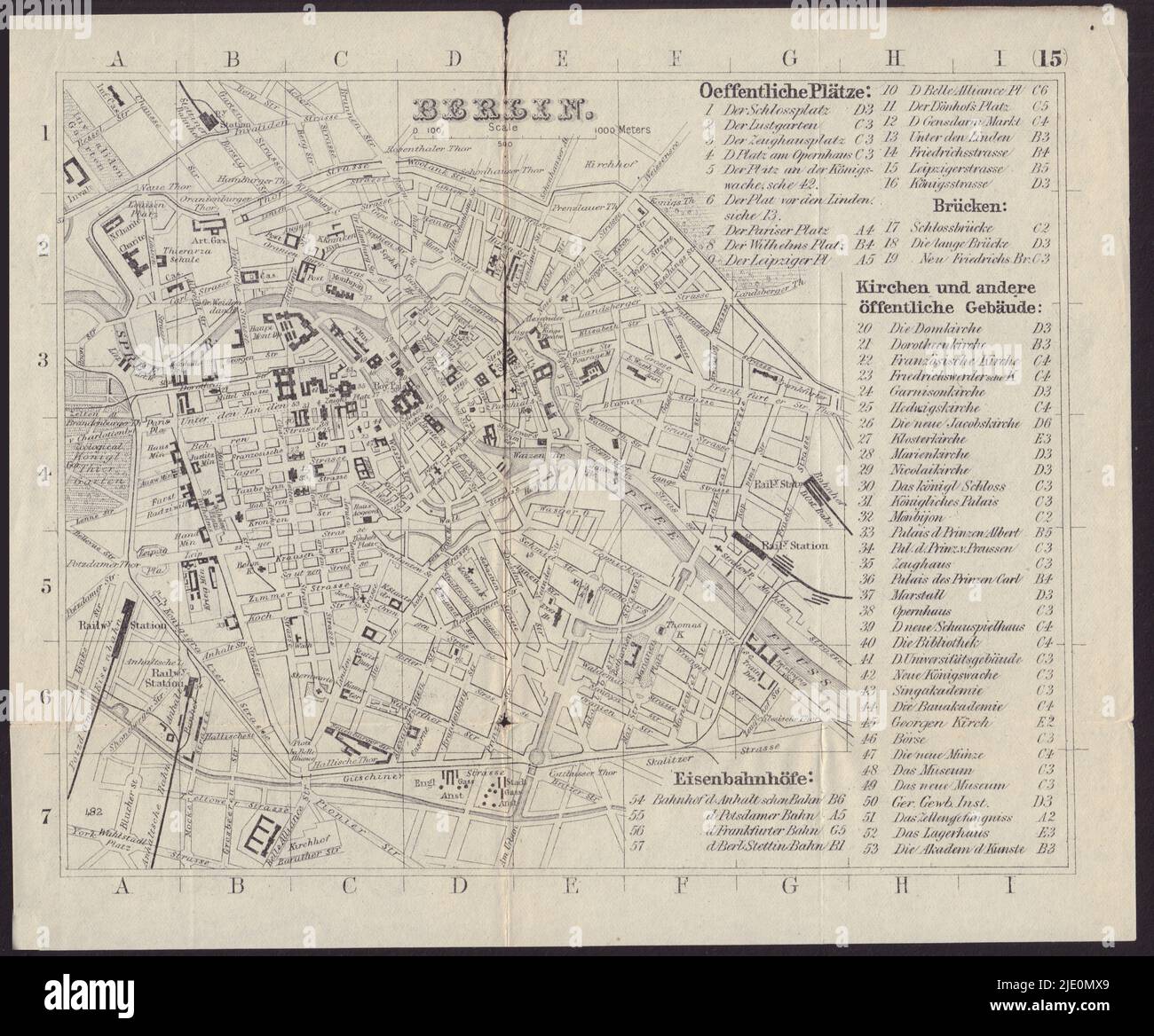 ALLEMAGNE. Berlin. Plan de ville 1882 carte ancienne ancienne d'époque Banque D'Images