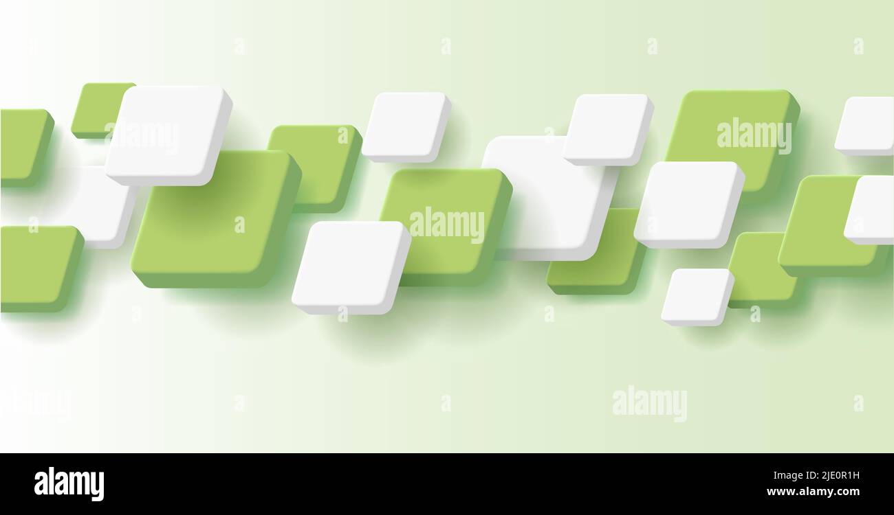 arrière-plan abstrait avec volume 3d carrés de vert et blanc comme bande Illustration de Vecteur