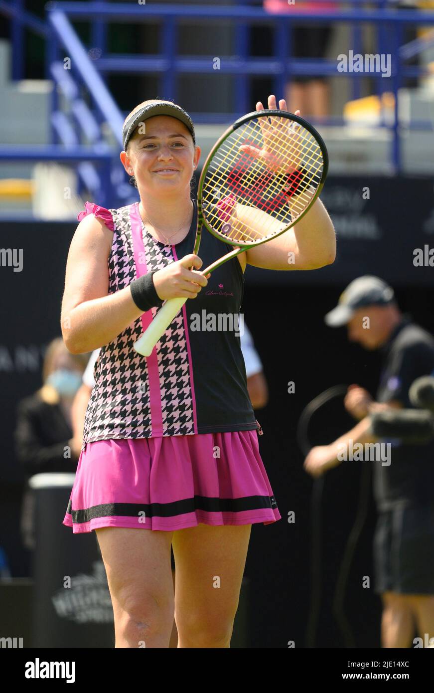 Jelena Ostapenko (Lettonie) dans sa demi-finale sur le court central au Rothesay International tennis, Devonshire Park, Eastbourne, Royaume-Uni. 24th juin 2022 Banque D'Images