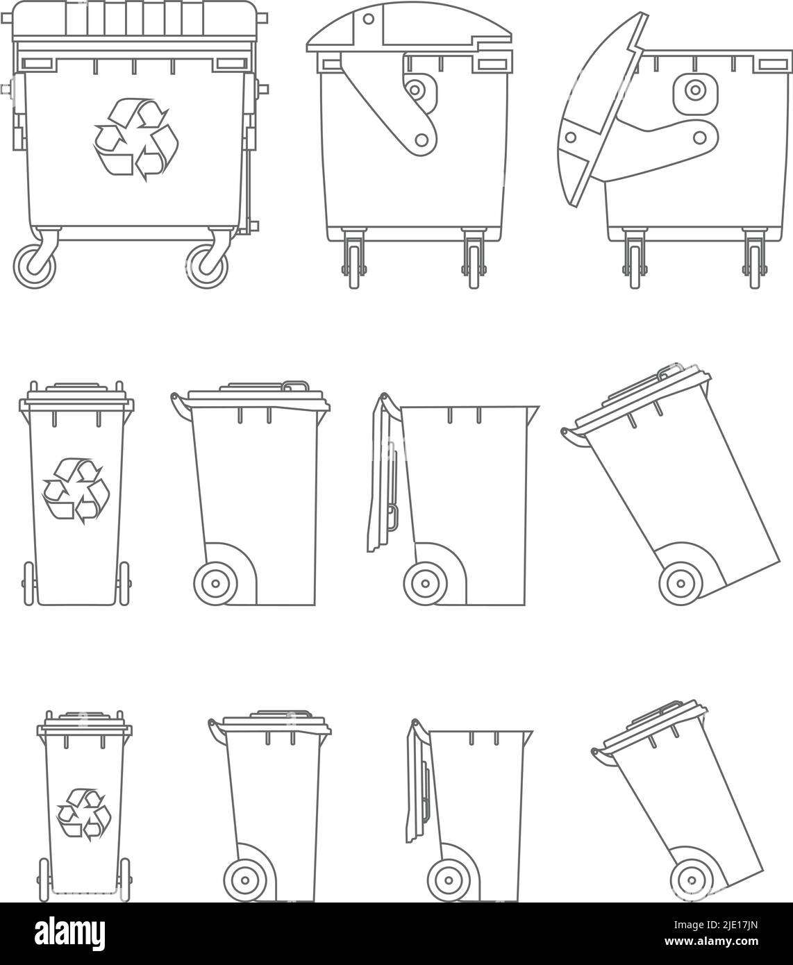 Illustration de la silhouette des bennes isolées sur fond blanc. Illustration de Vecteur