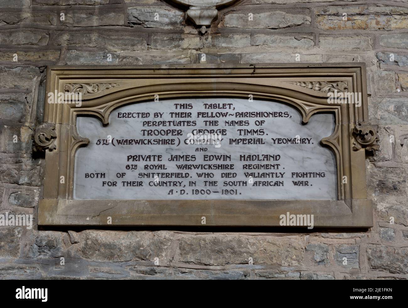 Plaque commémorative, église St James, Snitterfield, Warwickshire, Angleterre, ROYAUME-UNI Banque D'Images