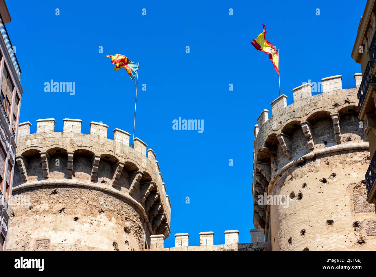 Tours quart à Valence, Espagne. Construit en 1400s dans le cadre de la ville de Valencias mur Banque D'Images