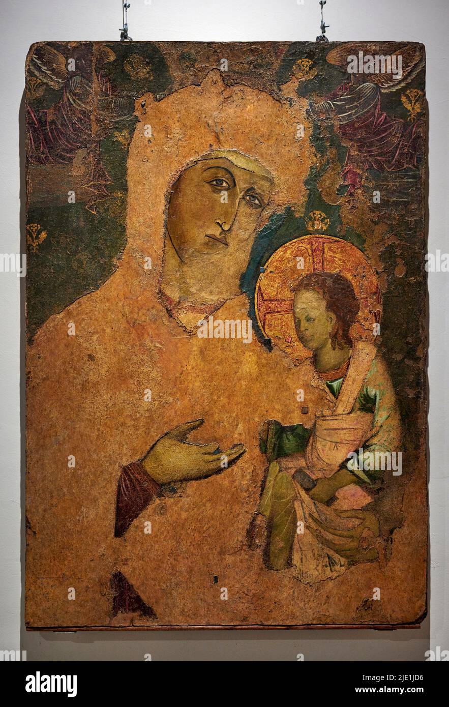 Madonna Hodighitria - tempera su pergamena applicata su tavola - pittore attivo in Sicilia della prima metà del XIII secolo - Palerme , Italie, Museo Banque D'Images