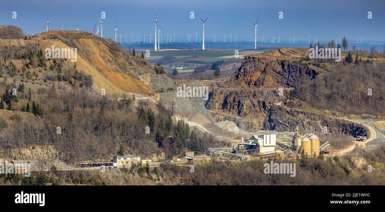 Vue aérienne, carrière de Bilstein, Union de graywacke de l'Allemagne de l'Ouest, Brilon, pays aigre, Rhénanie-du-Nord-Westphalie, Allemagne, DE, Europe, photographie aérienne, aérienne Banque D'Images