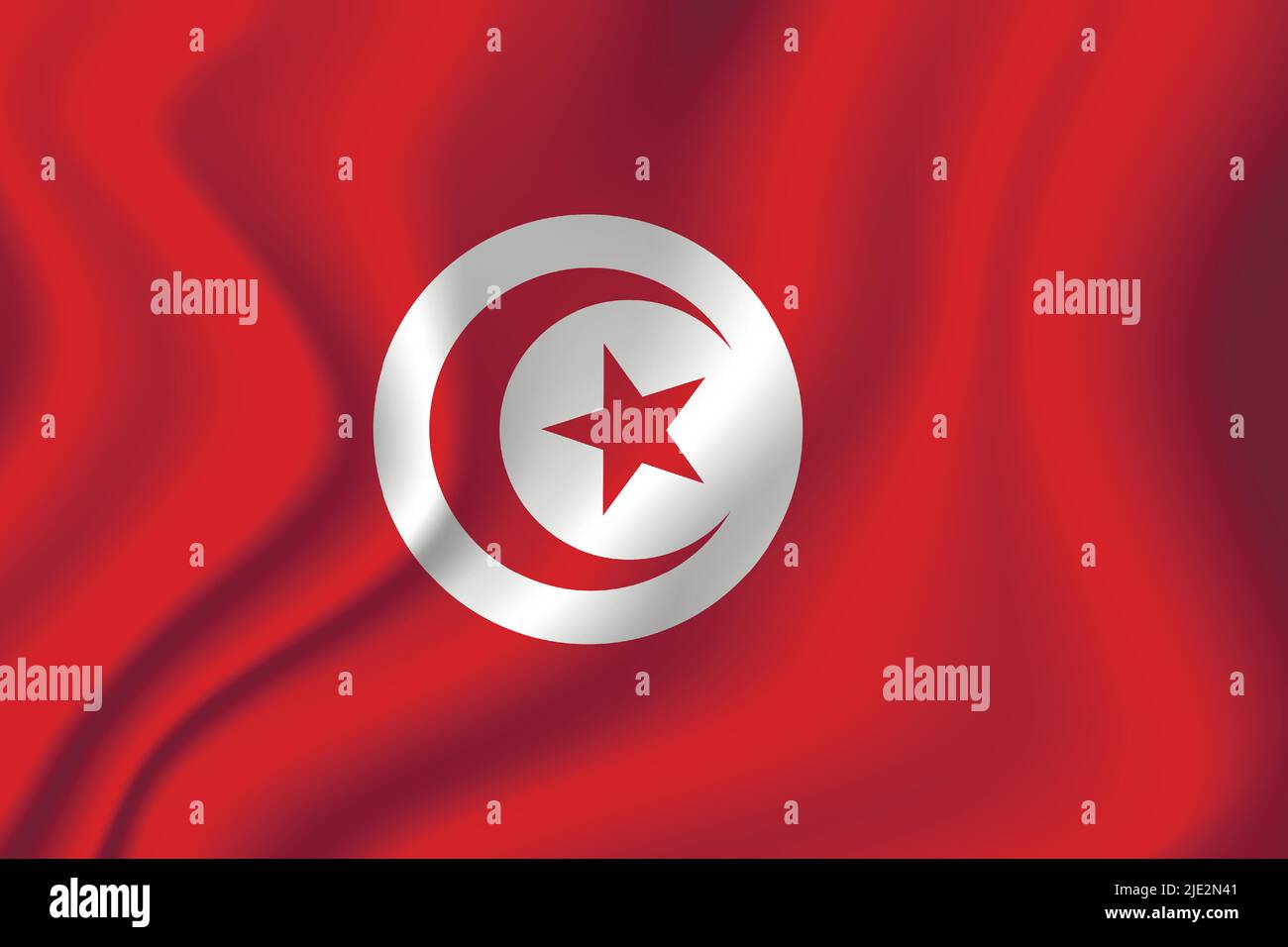 Drapeau de la Tunisie. Symbole national de la République de Tunis en couleurs officielles. Icône de modèle. Arrière-plan vectoriel abstrait Illustration de Vecteur