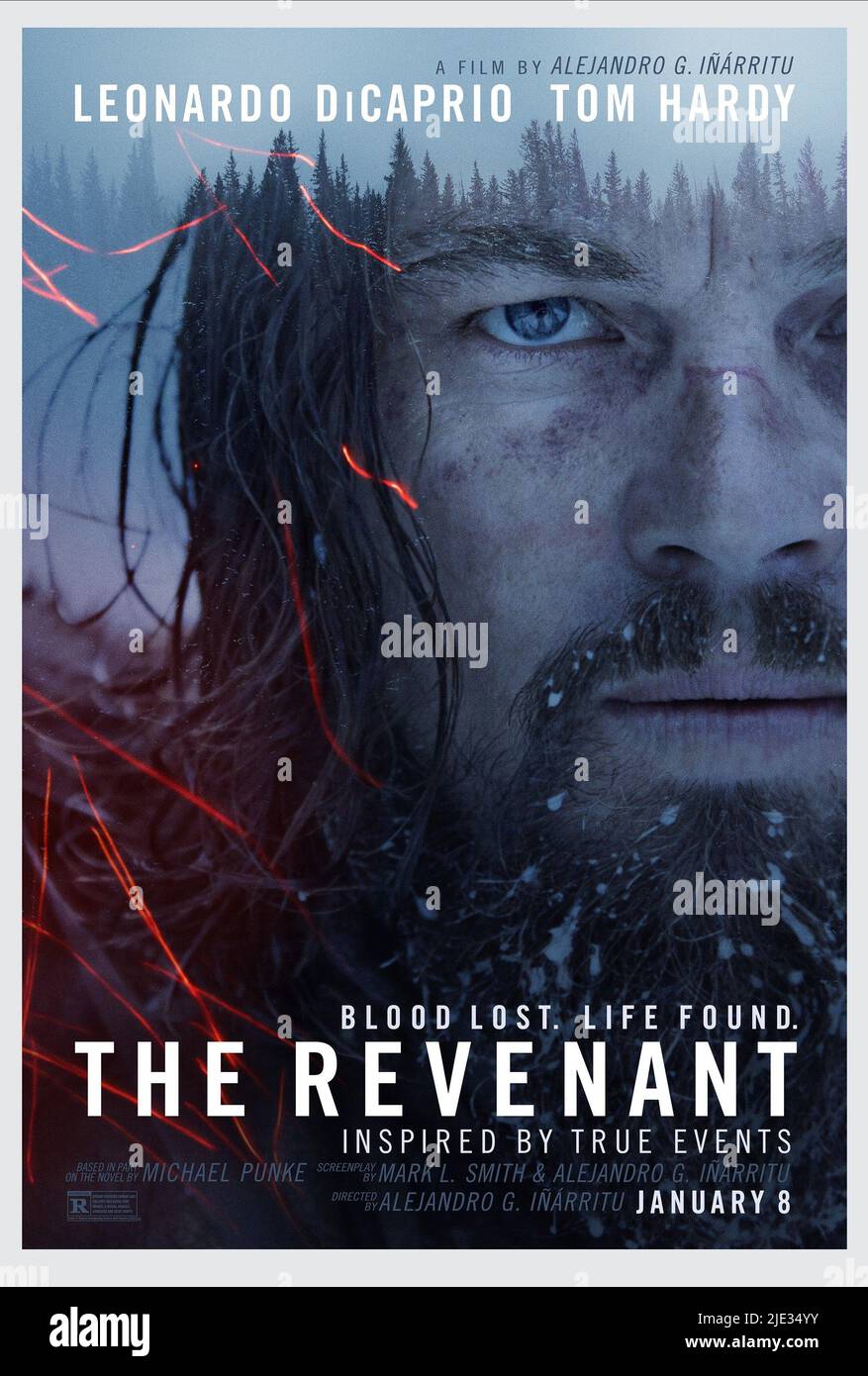 AFFICHE LEONARDO DICAPRIO, LE REVENANT, 2015 Banque D'Images