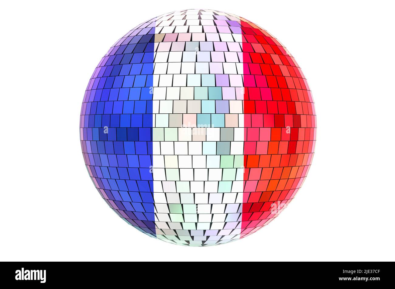 Boule disco miroir avec drapeau français, 3D rendu isolé sur fond blanc Banque D'Images