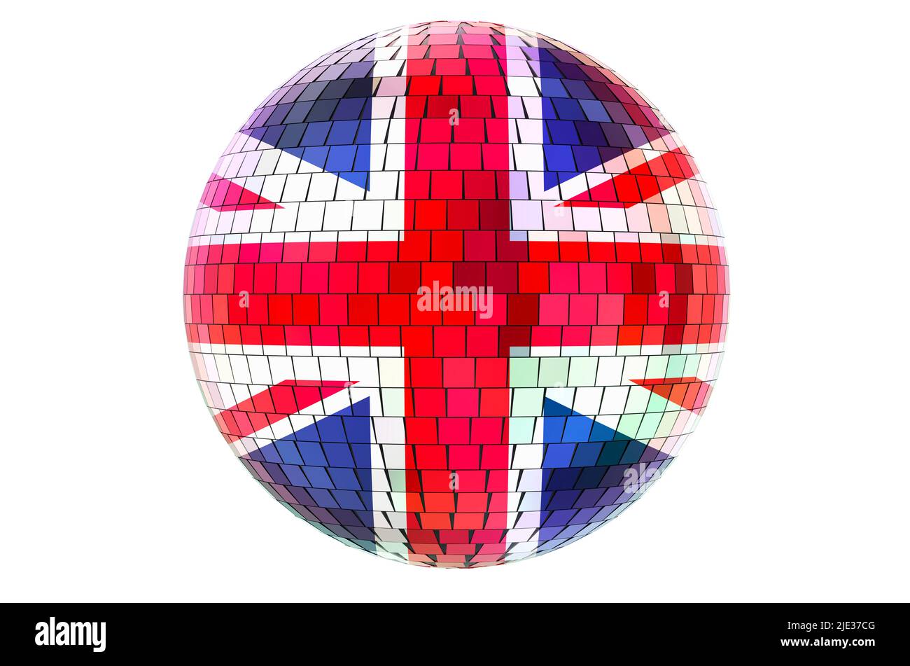 Bal disco miroir avec drapeau britannique, 3D rendu isolé sur fond blanc Banque D'Images