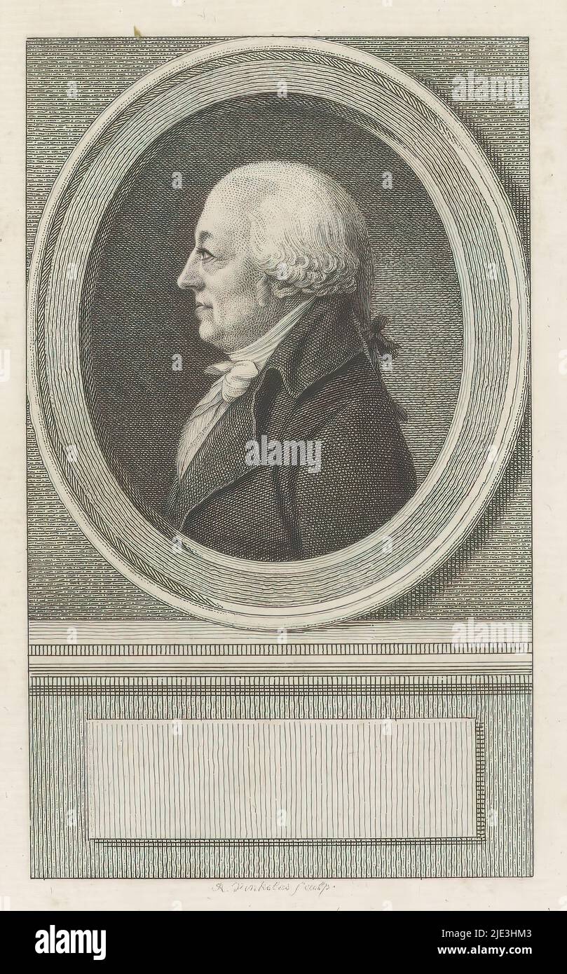 Portrait de Henry Aeneae, portrait de Henry Aeneae dans un cadre ovale. Sous lui un cadre vide., imprimeur: Reinier Vinkeles (I), (mentionné sur l'objet), Amsterdam, 1762 - 1816, papier, gravure, gravure, hauteur 202 mm × largeur 151 mm Banque D'Images