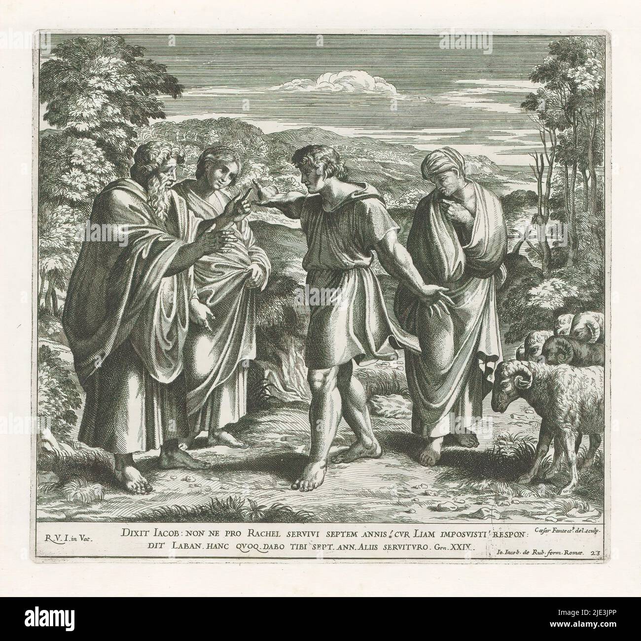 Jacob Ruse Jacob se plaint à Laban, Raphael Bible (titre de la série), peintures ...