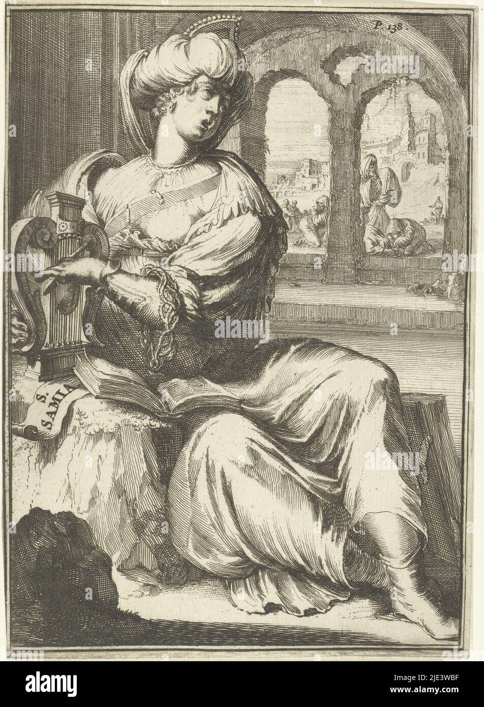 Sibyl de Samos, Sibyl de Samos S Samia douze sibyls, imprimeur: Romeyn de Hooghe, (attribué à), Romeyn de Hooghe, (attribué à), pays-Bas, 1688, papier, gravure, gravure, h 170 mm × l 124 mm Banque D'Images