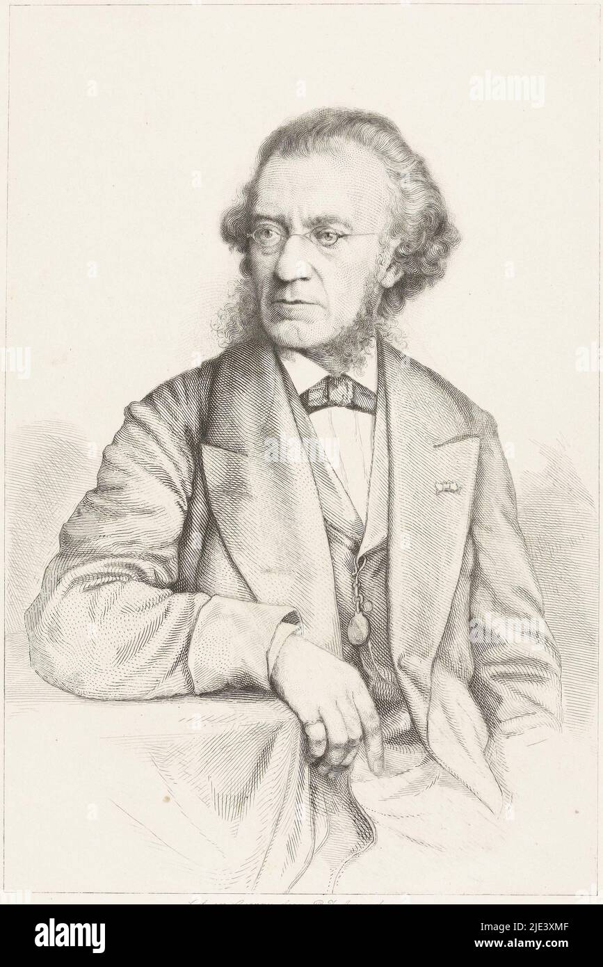 Portrait de Josephus Albertus Alberdingk Thijm, Petrus Johannes Arendzen, 1856 - 1889, Portrait de Josephus Albertus Alberdingk Thijm. En dessous du portrait sa signature en télécopie., imprimeur: Petrus Johannes Arendzen, (mentionné sur l'objet), dessinateur intermédiaire: Petrus Johannes Arendzen, (mentionné sur l'objet), pays-Bas, 1856 - 1889 Banque D'Images