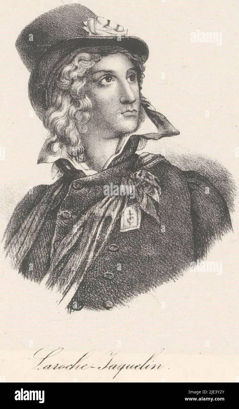 Portrait d'Henri de la Rochejaquelein, anonyme, veuve Delpech (Naudet) (peut-être), d'après Pierre Narcisse Guérin, en 1818 ou après - en 1842 ou avant, imprimeuse: Anonyme, d'après: Pierre Narcisse Guérin, imprimeur: veuve Delpech (Naudet), (éventuellement), Paris, à partir de 1818 - in ou avant 1842, papier, h 282 mm - l 178 mm Banque D'Images