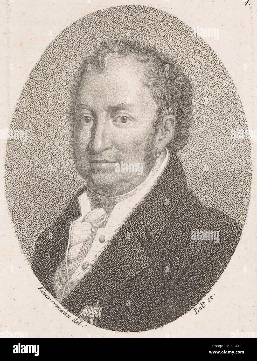 Portrait de Maximilian I Joseph, roi de Bavière, Johann Friedrich Bolt, d'après Clemens von Zimmermann, c. 1800 - 1836, numéroté en haut à droite: 1., imprimerie: Johann Friedrich Bolt, (mentionné sur l'objet), dessinateur intermédiaire: Clemens von Zimmermann, (mentionné sur l'objet), Berlin, c. 1800 - 1836, papier, h 107 mm - l 73 mm Banque D'Images