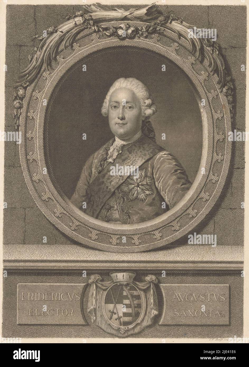 Portrait de Friedrich August II de Saxe, Johann Friedrich Bause, d'après Anton Graff, 1769, imprimerie: Johann Friedrich Bause, (mentionné sur l'objet), d'après: Anton Graff, (mentionné sur l'objet), Leipzig, 1769, papier, gravure, gravure, h 279 mm × l 200 mm Banque D'Images