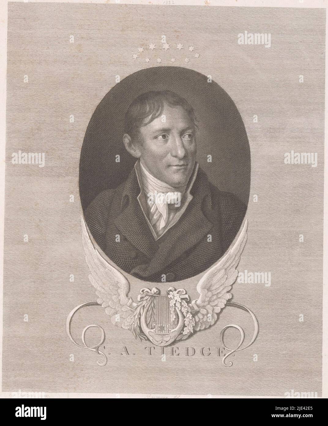 Portrait de Christoph August TiEdge, Johann Christian Benjamin Gottschick, d'après Friedrich Georg Weitsch, d'après Johann Friedrich Baumann, 1822, imprimeur: Johann Christian Benjamin Gottschick, (mentionné sur l'objet), d'après: Friedrich Georg Weitsch, (mentionné sur l'objet), rapporteur pour avis intermédiaire: Johann Friedrich Baumann, (mentionné sur l'objet), Halle an der Saale, 1822, papier, gravure en acier, h 357 mm × l 257 mm Banque D'Images