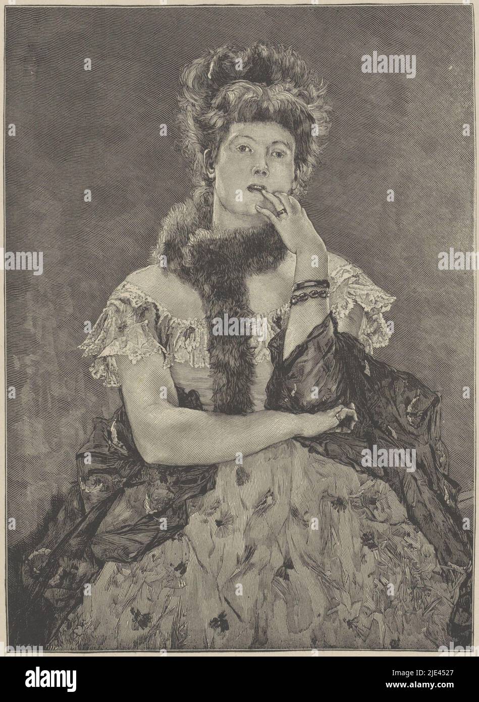 Femme parisienne, Smeeton-Tilly, d'après Alfred Stevens, 1878, imprimerie: Smeeton Tilly, (mentionné sur l'objet), d'après: Alfred Stevens, (mentionné sur l'objet), Paris, 1878, papier, h 458 mm × l 300 mm Banque D'Images