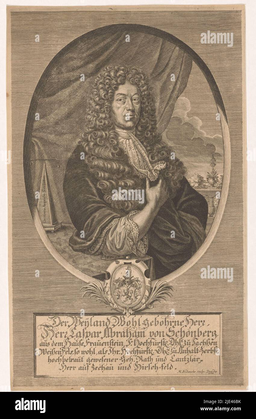 Portrait de Caspar Abraham von Schönberg, Moritz Bodenehr, 1704, imprimerie: Moritz Bodenehr, (mentionné sur l'objet), Dresde, 1704, papier, gravure, h 333 mm × l 207 mm Banque D'Images