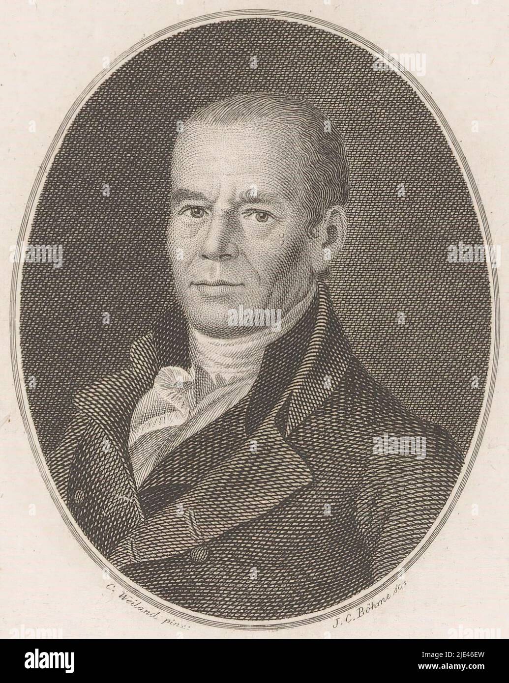 Portrait de Kaspar Friedrich Lossius, Johann Christiaan Böhme, d'après C. Weiland, 1781 - 1835, imprimerie: Johann Christiaan Böhme, (mentionné sur l'objet), d'après: C. Weiland, (mentionné sur l'objet), Leipzig, 1781 - 1835, papier, gravure, h 178 mm - l 110 mm Banque D'Images