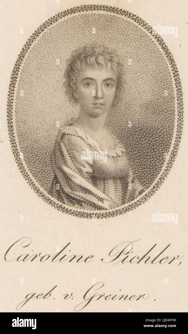 Portrait de Caroline Pichler, Johann Putz, 1779 - 1844, imprimerie : Johann Putz, 1779 - 1844, papier, gravure, h 149 mm - l 101 mm Banque D'Images