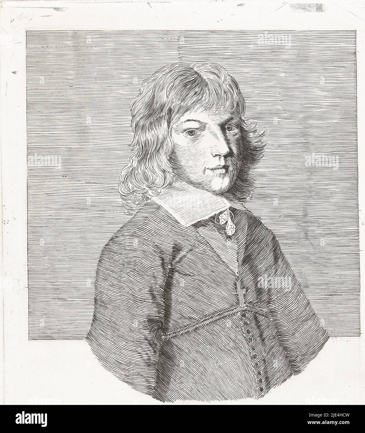 Portrait d'une jeunesse, Friedrich Wilhelm Burmeister, 1862, Portrait d'une jeunesse de 14 à 16 ans. Buste à droite. Le garçon porte un manteau noir et un médaillon avec une croix., imprimeur: Friedrich Wilhelm Burmeister, (mentionné sur l'objet), 1855 - 1915 et/ou 1862, papier, gravure, h 263 mm × l 213 mm Banque D'Images