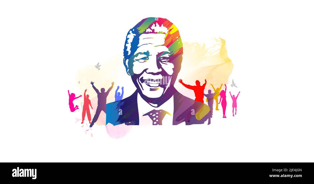 illustration des personnes célébrant la journée internationale nelson mandela de paix et d'humanité Illustration de Vecteur