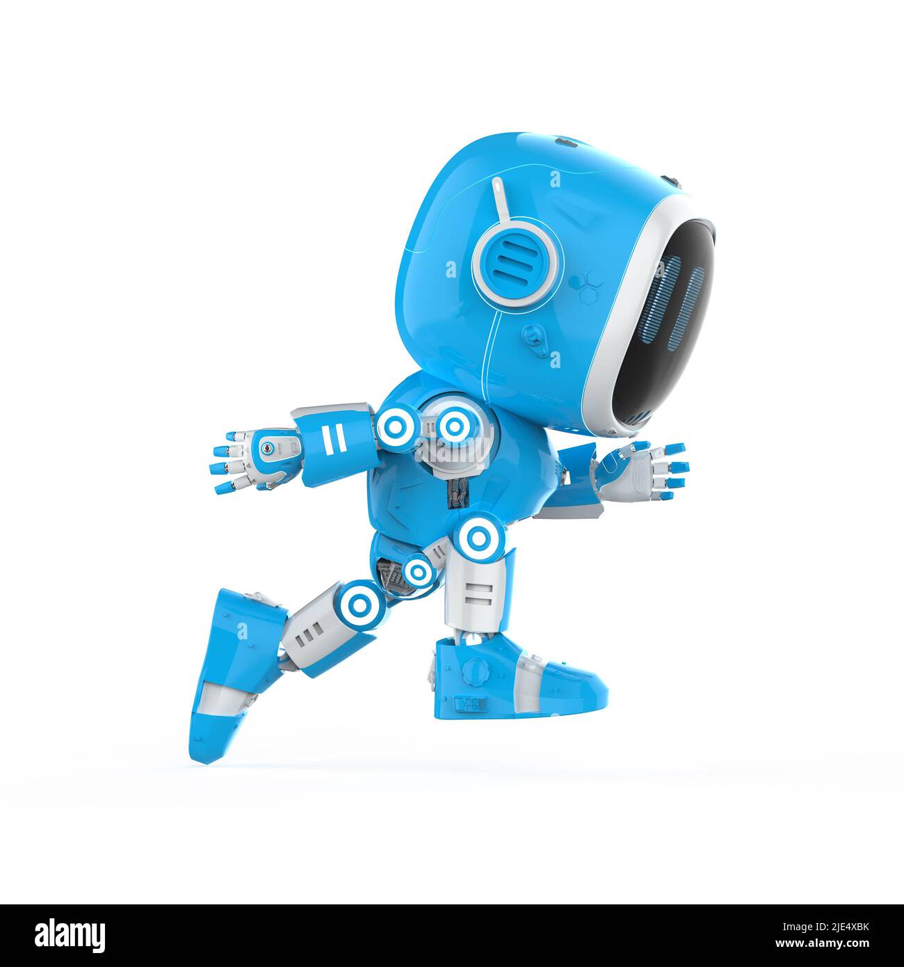 3d rendre mignon et petit assistant d'intelligence artificielle robot marche Banque D'Images