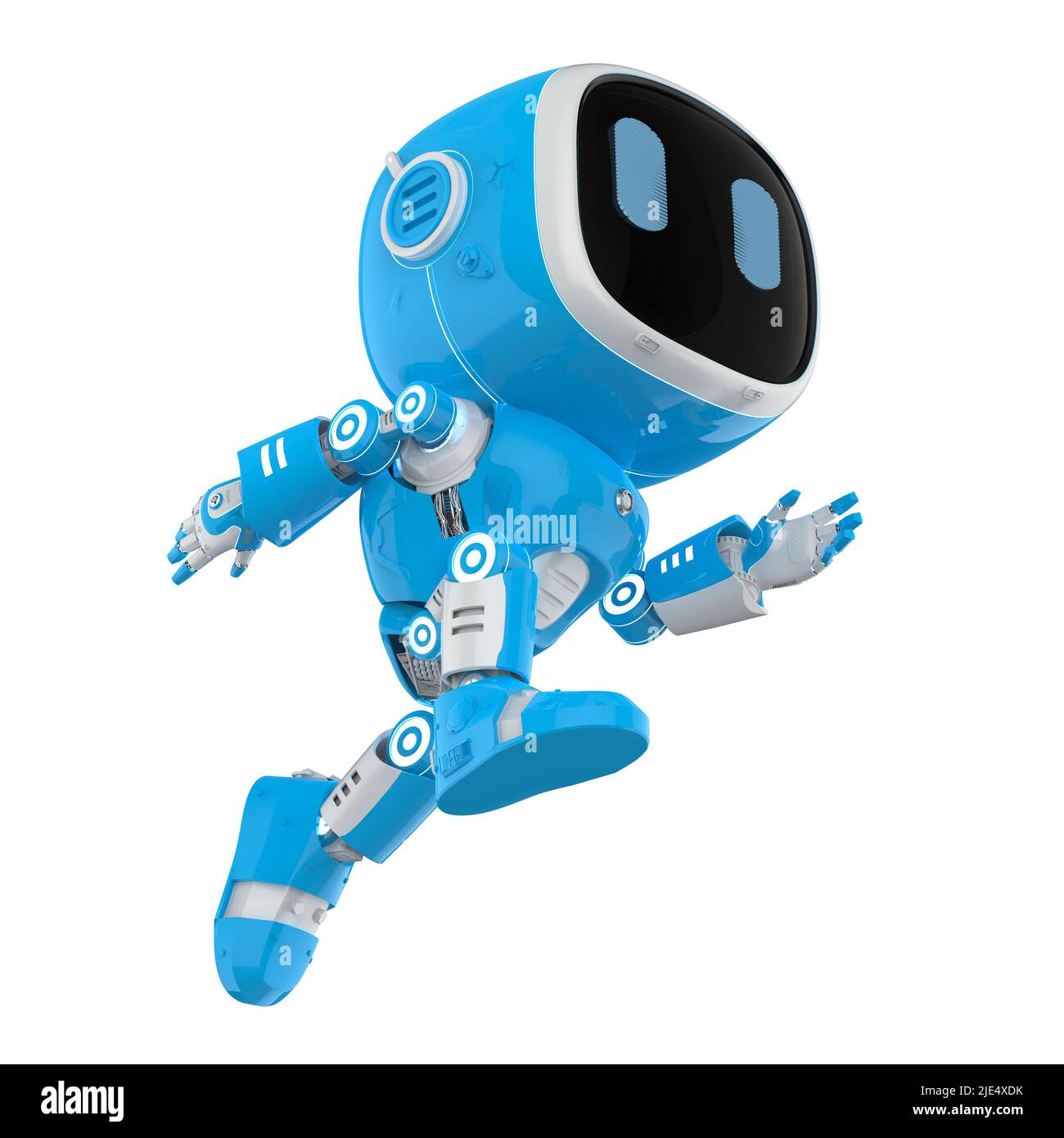 3d rendre mignon et petit assistant d'intelligence artificielle robot marche Banque D'Images