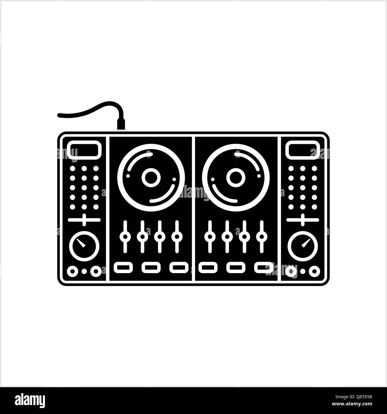 Icône DJ Mixer, disc jockeys Audio Mixing Console Vector Art Illustration Illustration de Vecteur