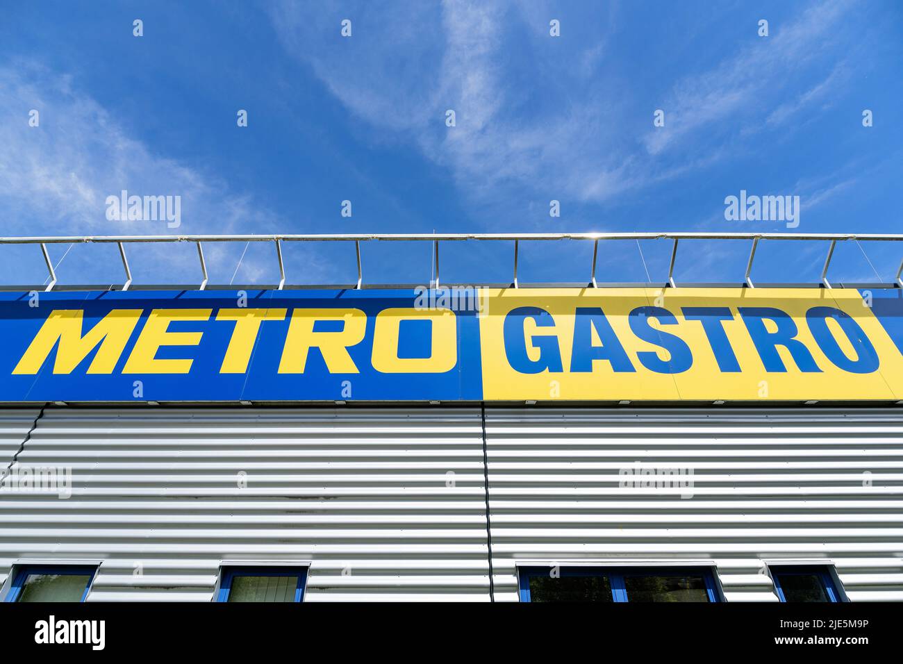 Logo du marché Metro gastro Cash & Carry à Kiel, en Allemagne Banque D'Images
