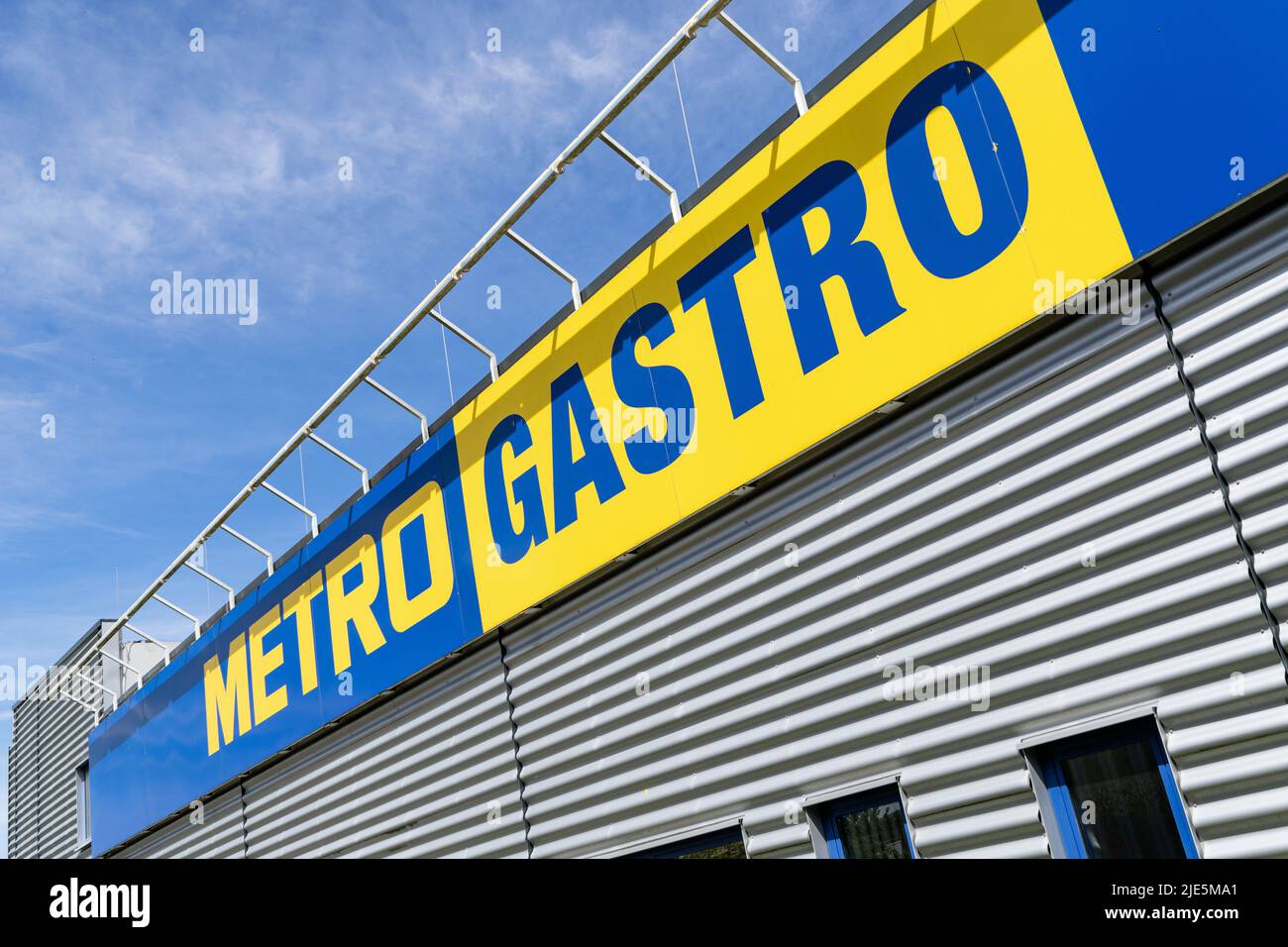 Logo du marché Metro gastro Cash & Carry à Kiel, en Allemagne Banque D'Images