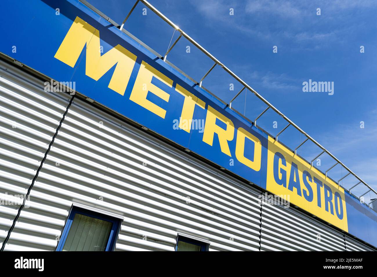 Logo du marché Metro gastro Cash & Carry à Kiel, en Allemagne Banque D'Images