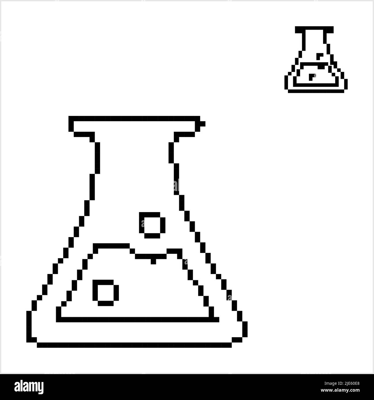 Icône de bécher Pixel Art, Beaker Pixelated Form Vector Art Illustration Illustration de Vecteur