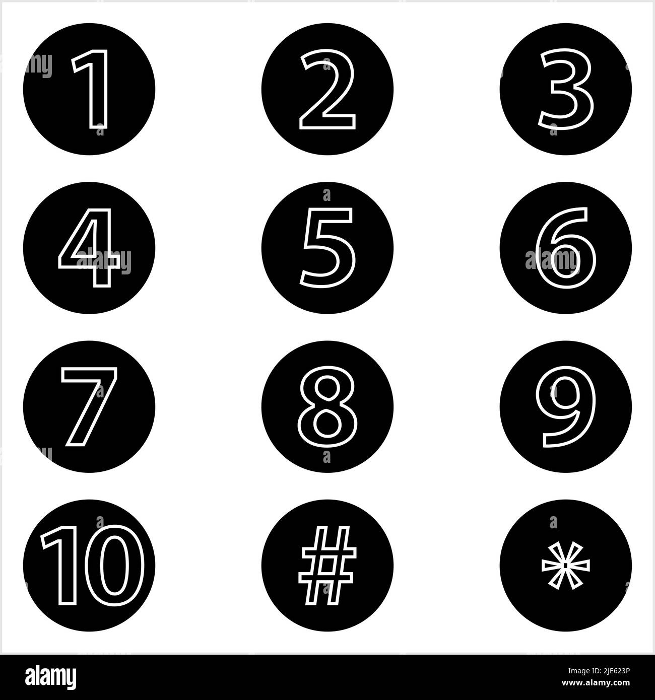 Numéro aligné au centre à l'intérieur du cercle un à dix illustrations vectorielles Illustration de Vecteur